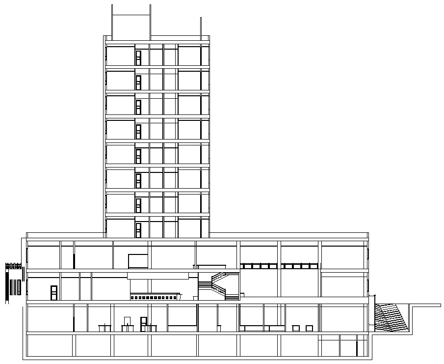 The office building elevation and section DWG drawing file,Download the ...