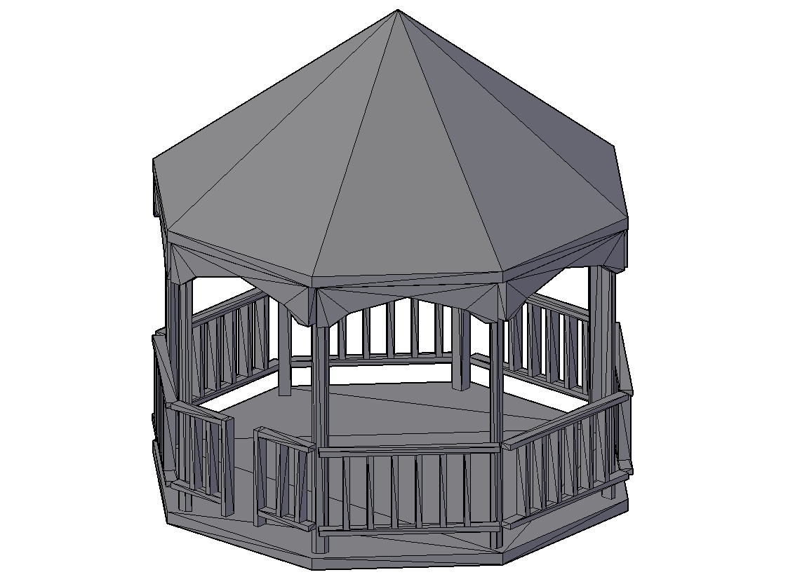 Traditional Style Gazebo 3D Model With Rendered in 3D MAX - Cadbull