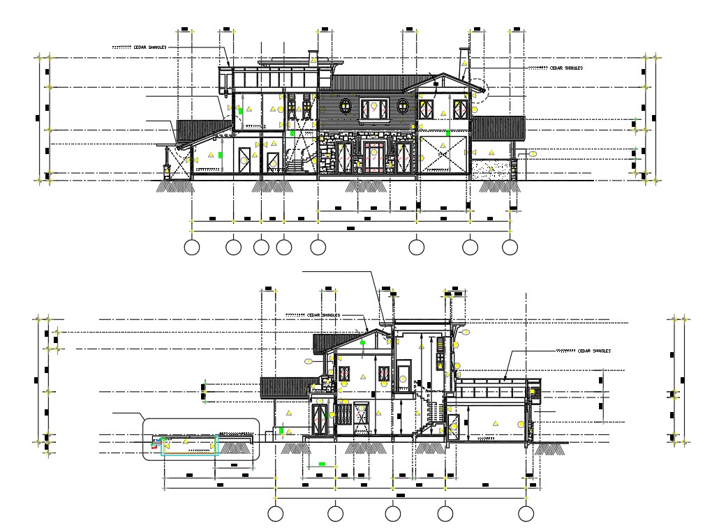 Traditional House Building Section Drawing DWG File - Cadbull