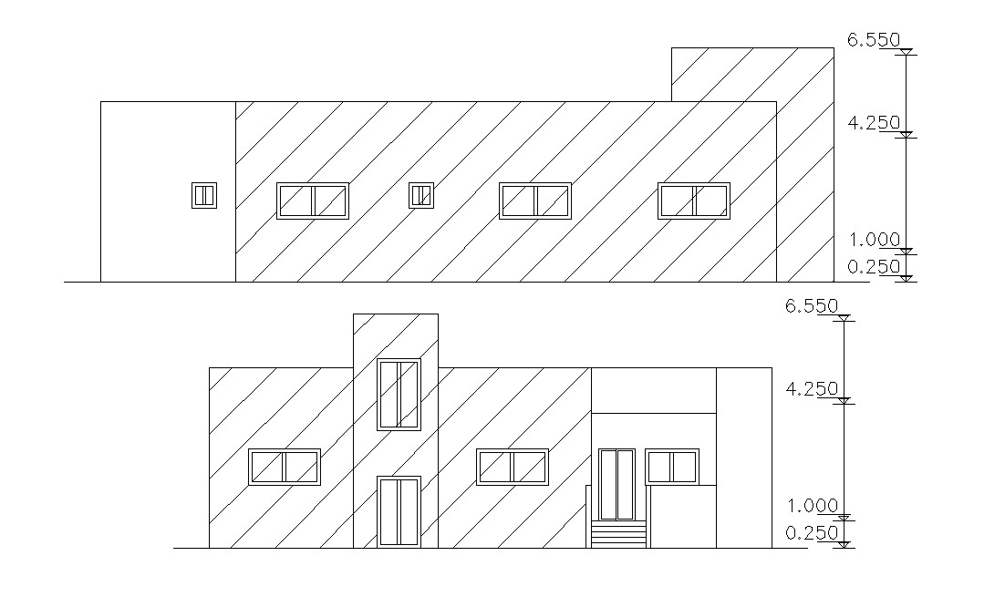 Two Elevations Of House Design AutoCad File - Cadbull