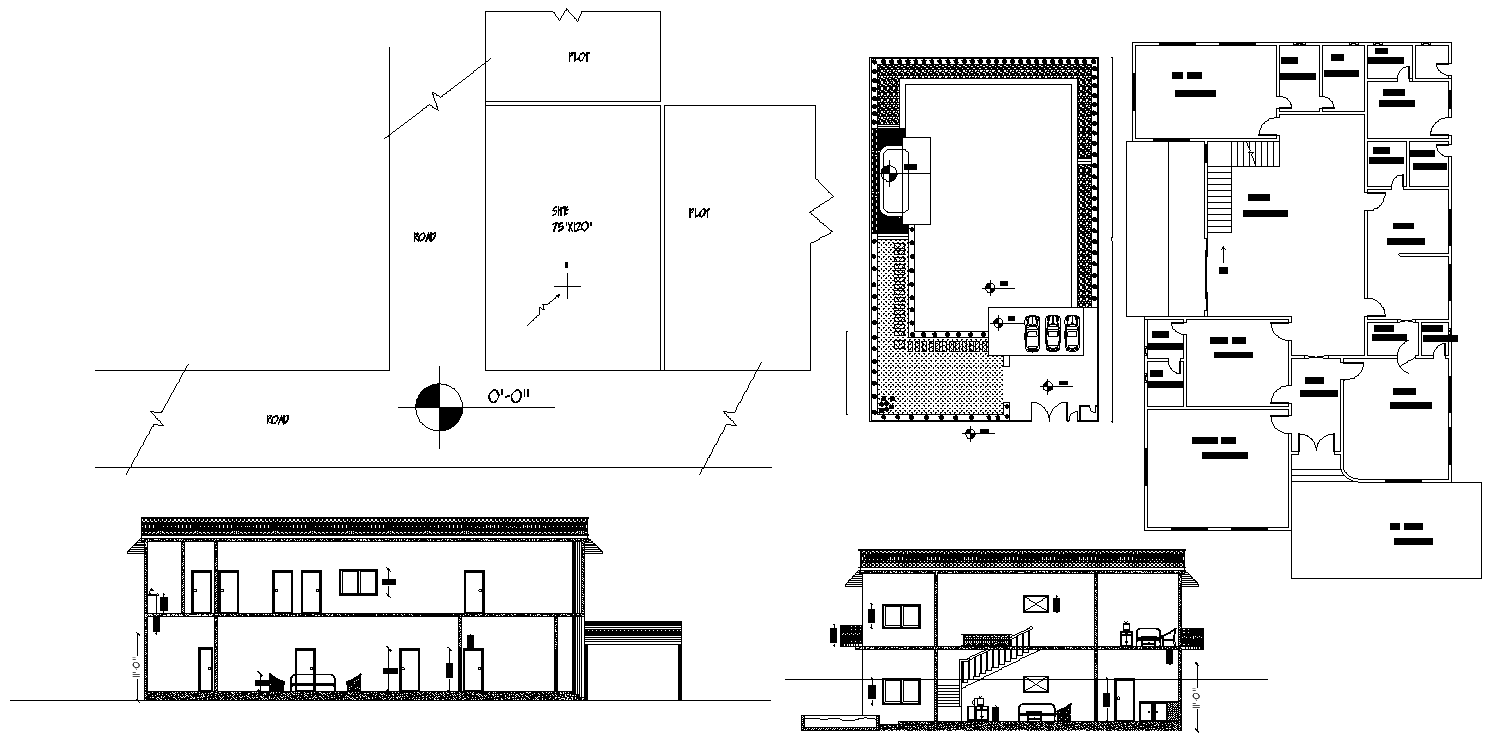 Two bedroom Spacious Luxury G 1House plan  with section and 