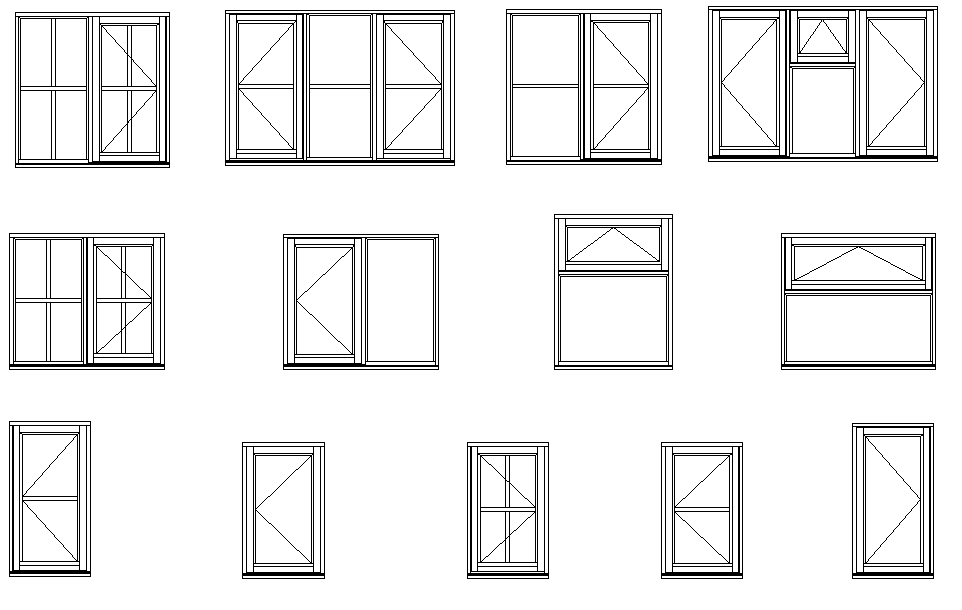 Different Types Of Window Elevation In AutoCAD, Dwg File   Cadbull