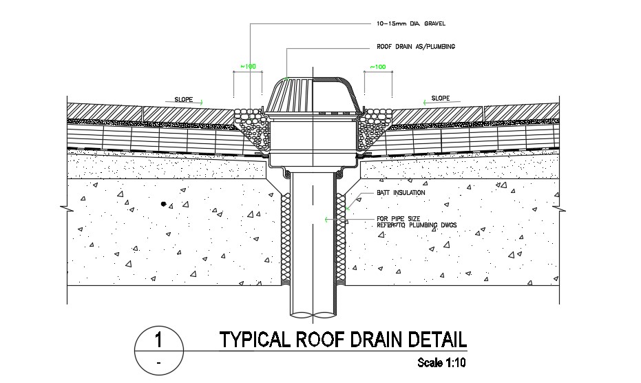 Typical Roof Drain Design CAD Drawing Download Cadbull