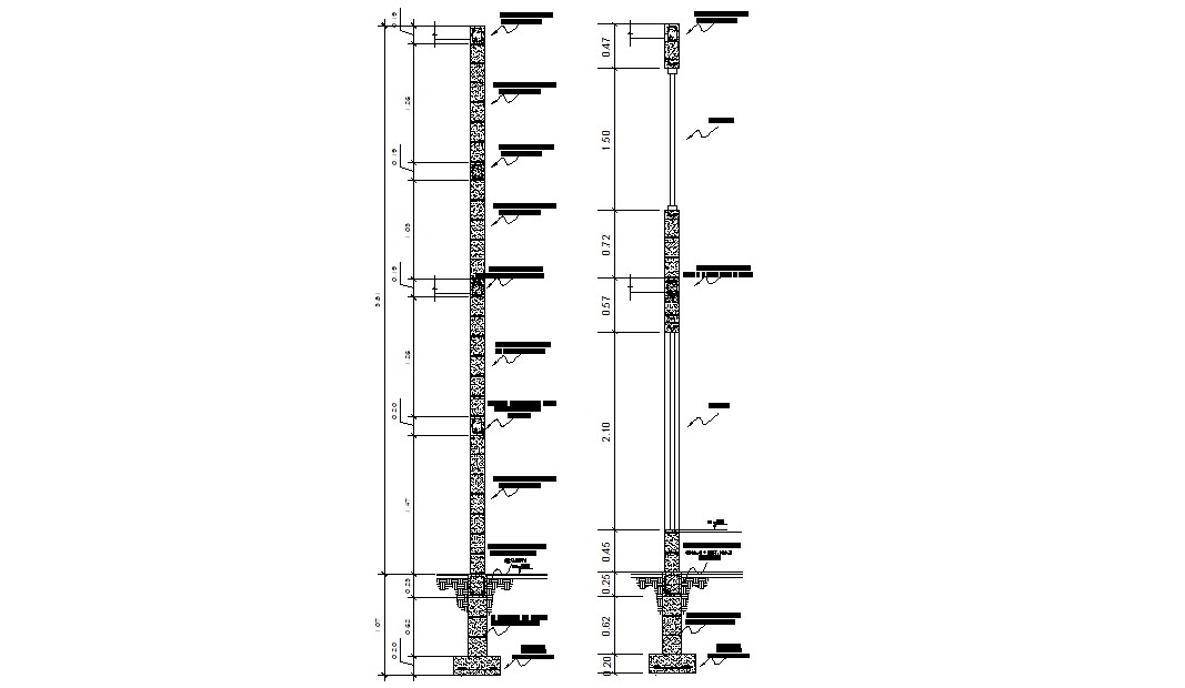 Typical Wall Section 2d AutoCAD Drawing - Cadbull