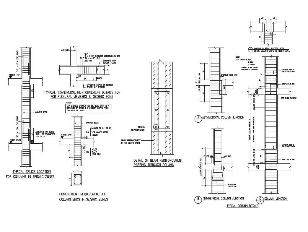 Typical Column Construction And Reinforcement Details Dwg File Cadbull 