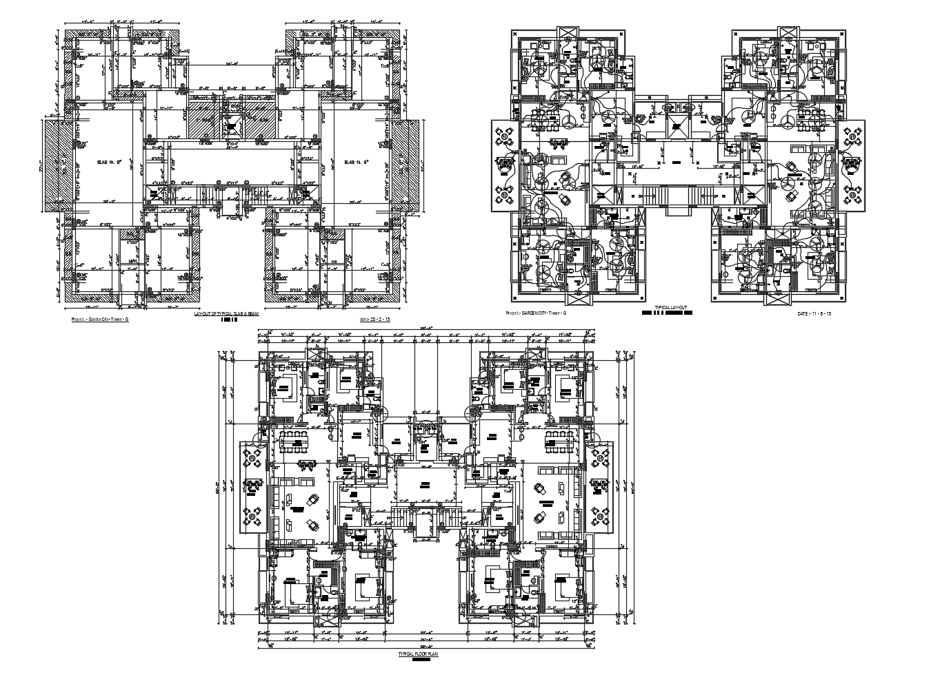 Typical floor plan of apartment 98'8'' x 80'0'' with