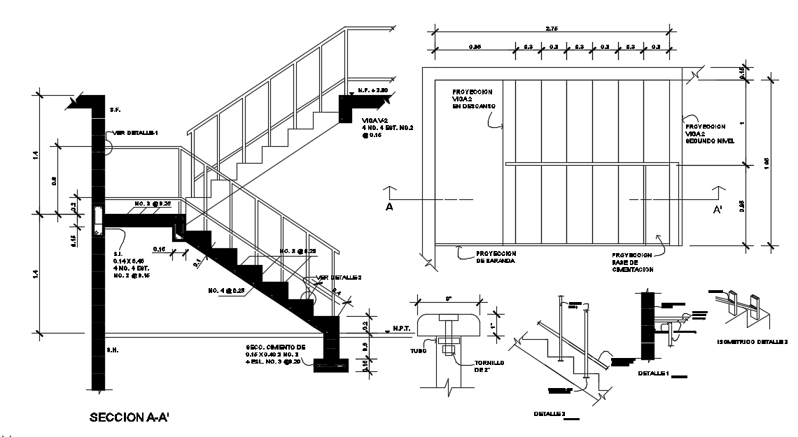 Staircase Plan And Sectional Elevation Drawing Downlo - vrogue.co