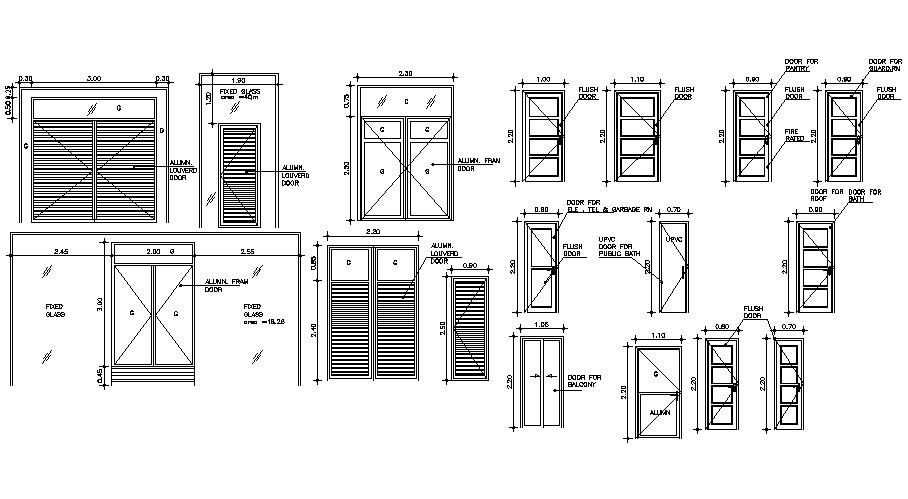 Various Door CAD Blocks Free Download - Cadbull