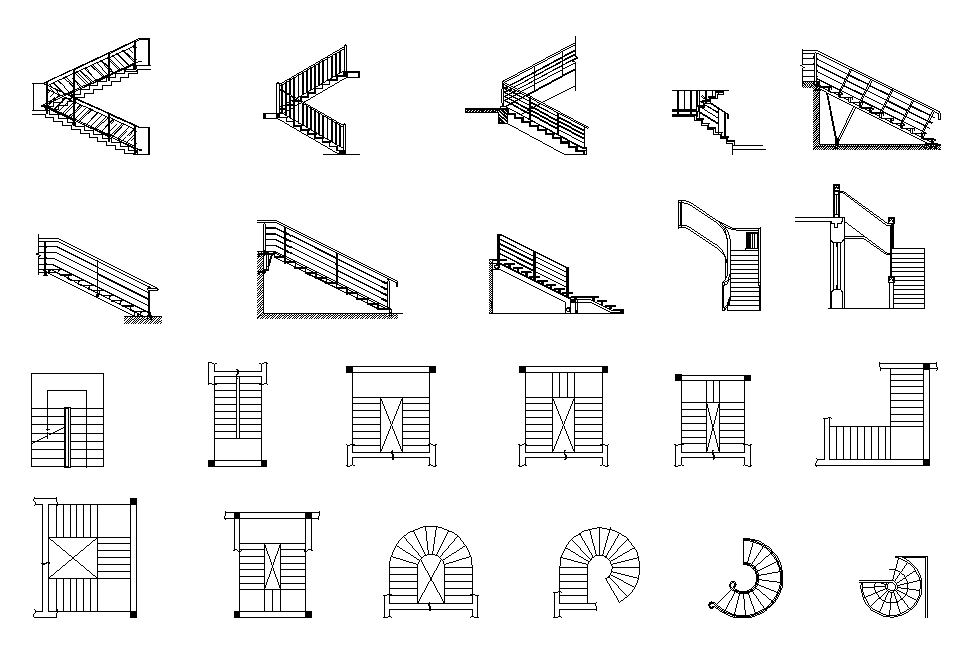 Steel staircase details dwg free download