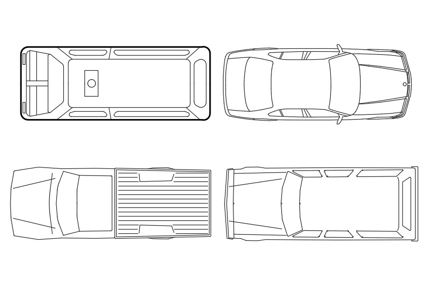 Vehicle CAD Blocks Top View Drawing Free Download - Cadbull