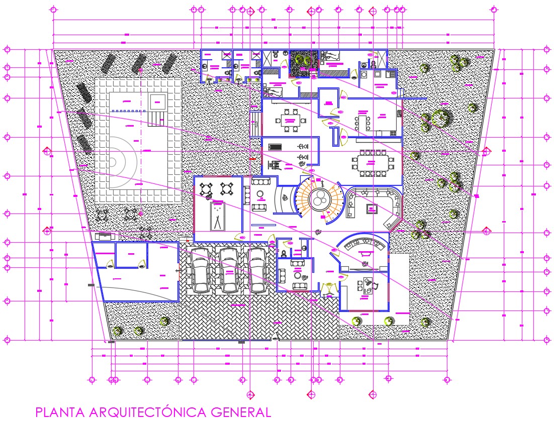 Villa Plan Dwg Cadbull