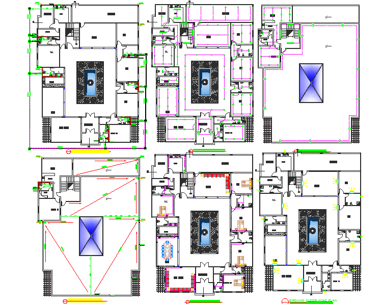 Villa layout plan with Detailing Cadbull