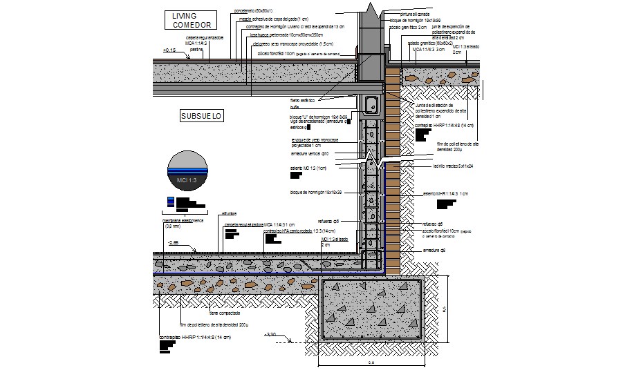 Wall Constructive Section Details Of Living Room Cad Drawing Details 