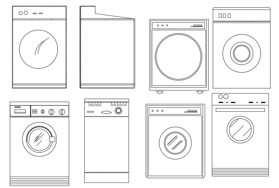 Washing Machine Front Load CAD Blocks Free DWG File - Cadbull