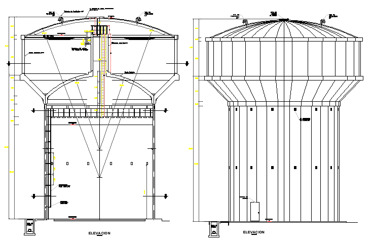 Water Storing Tank Design and Elevation Plan dwg file - Cadbull