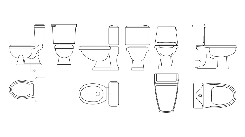 Water Closet toilet CAD Blocks Drawing DWG File - Cadbull