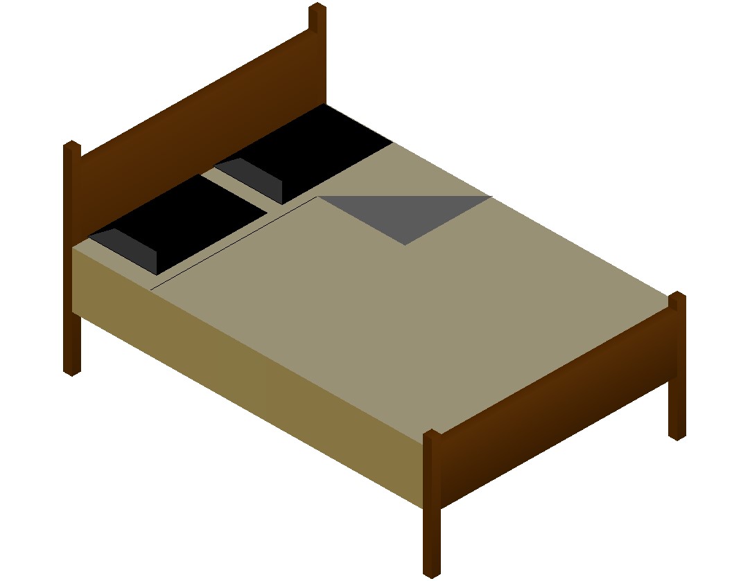 Wooden Simple Bed Design With Rendered Drawing In 3d Max