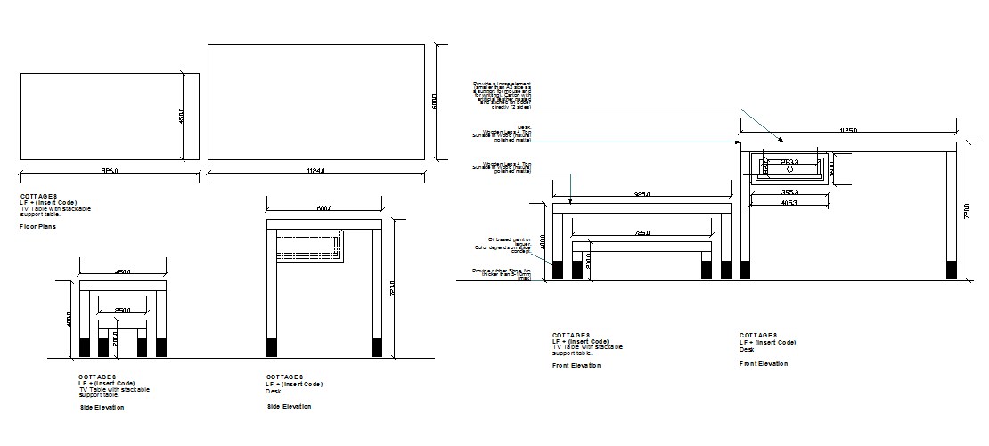 Wooden Desk Section And Plan Cad Drawing Details Dwg File Cadbull