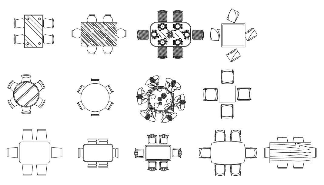 Wooden Dining Table Chair AutoCAD Blocks - Cadbull