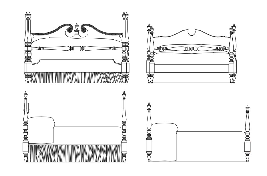 Wooden Double Bed Elevation Cad Blocks Dwg File Cadbull