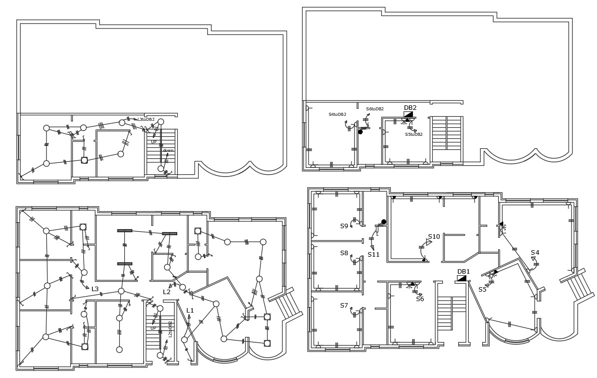 Working Drawing Bungalow Electrical Floor Plan DWG File - Cadbull