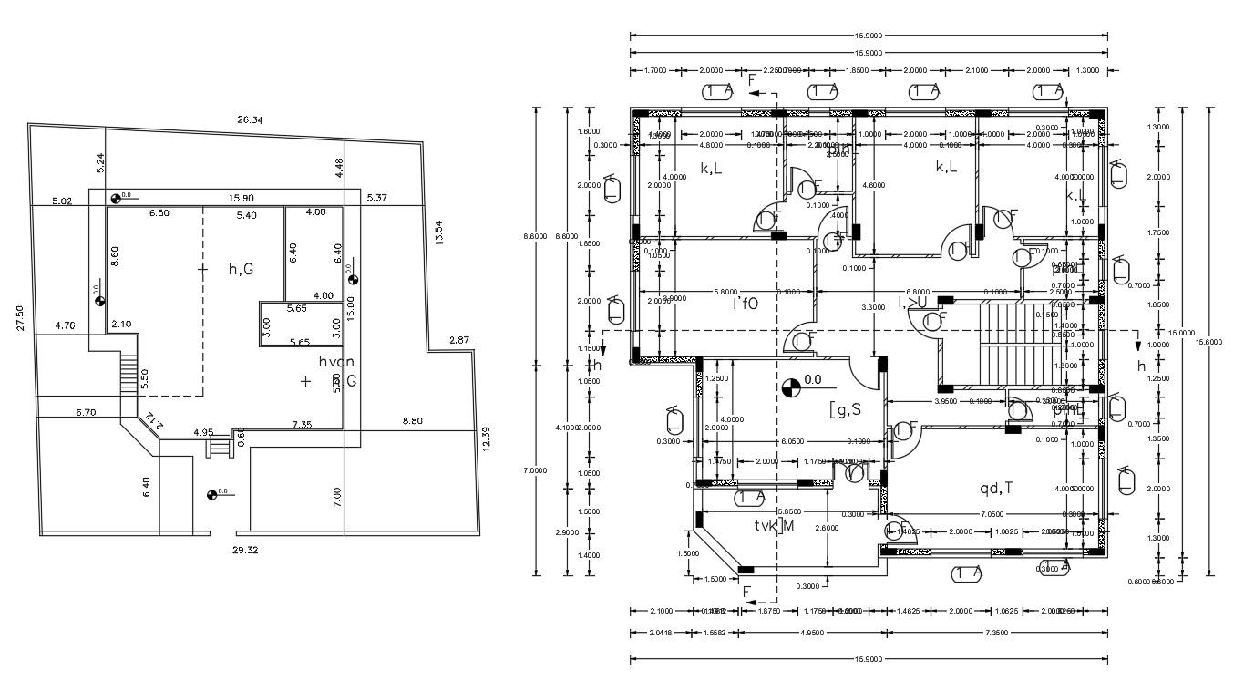 Working Drawing Bungalow Plan DWG File - Cadbull