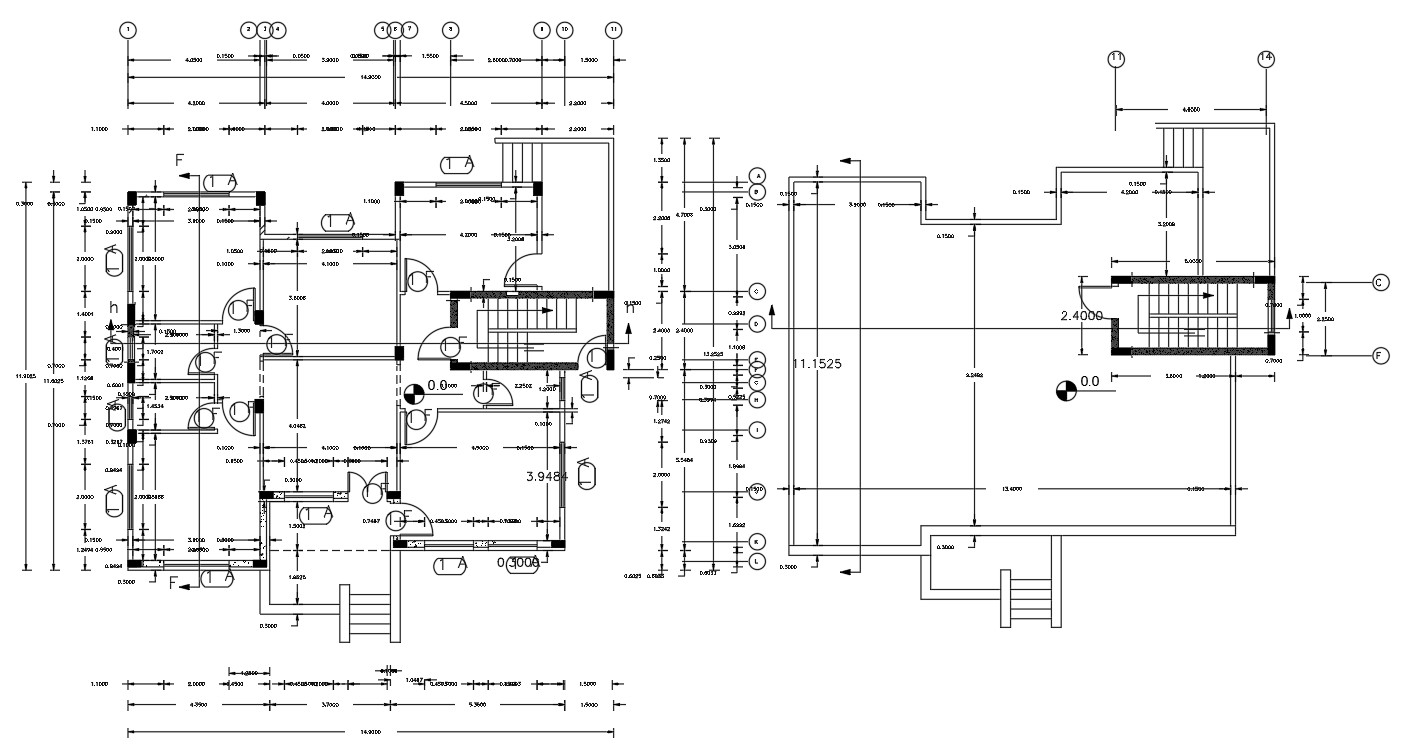 Working Drawing Plan Of Architectural Bungalow With Column DWG - Cadbull