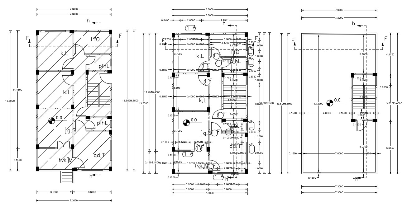 Working House Floor Plan With Construction Drawing - Cadbull