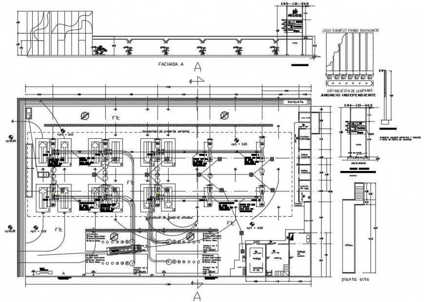 Architecture plan and installation details for industrial