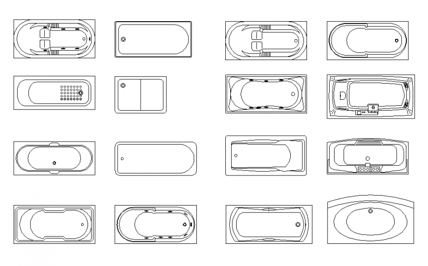 Bathtub 2D Block detail Cadbull