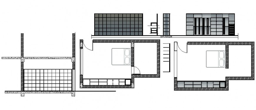 Bedroom elevation layout plan and structure cad drawing 