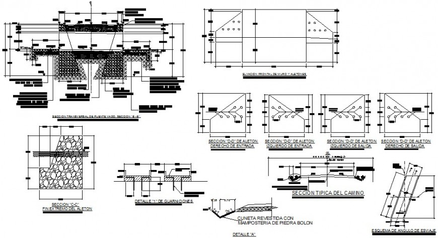 Bridge And Retaining Wall 2d Drawing In Autocad Cadbull