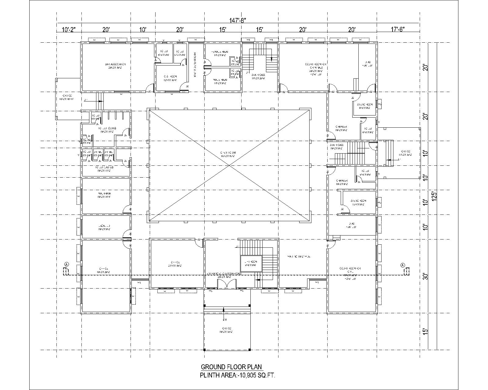 cad drawing office building - Cadbull