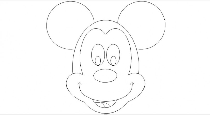 Cad drawings details of Mickey Mouse - Cadbull