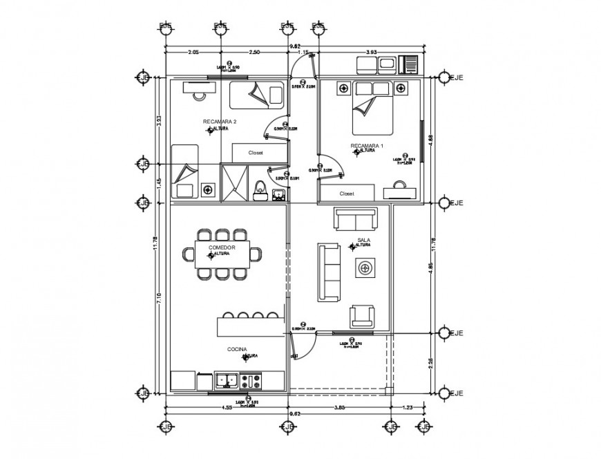CAD floor plan drawings of house 2d view dwg autocad