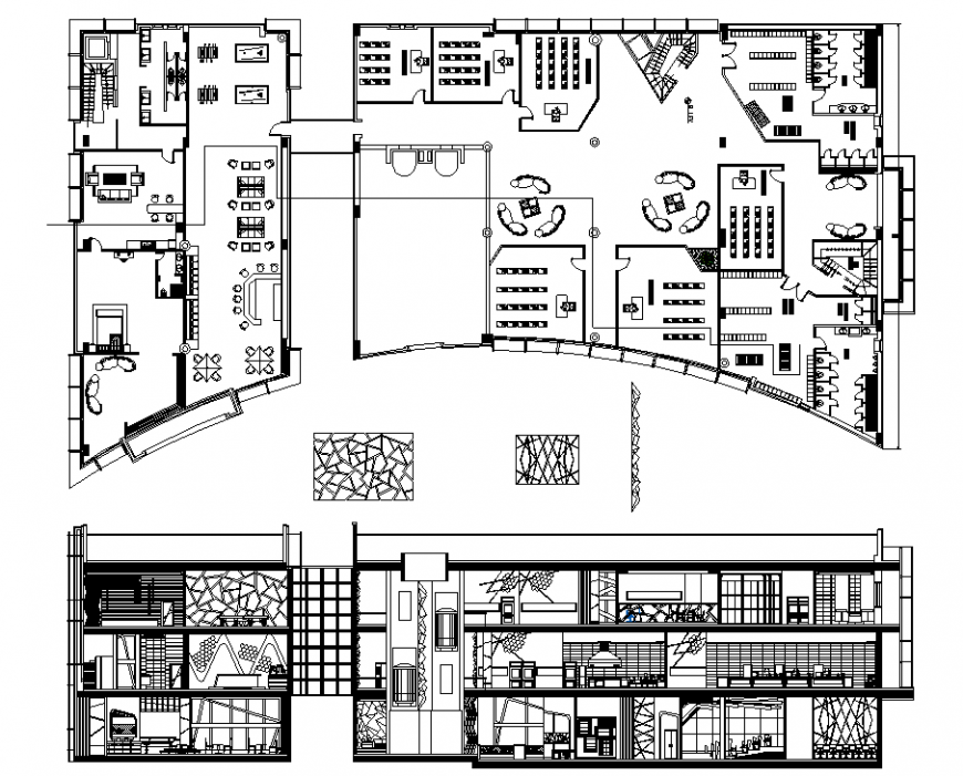 Cafeteria plan with a detail dwg file. Cadbull