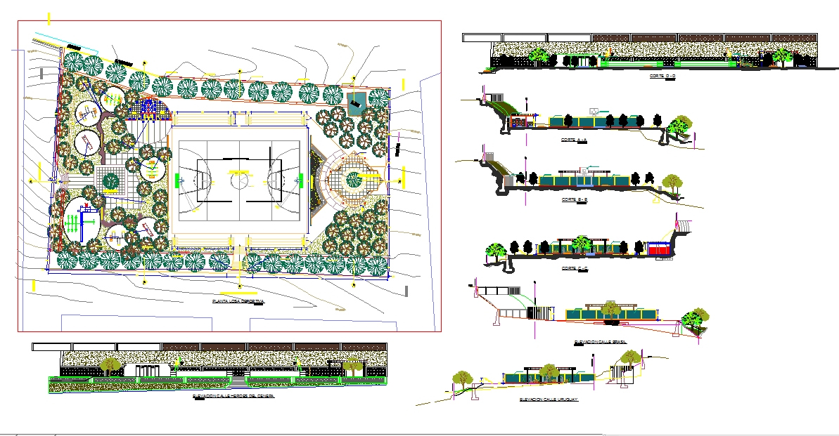 Park architecture lay-out plan - Cadbull