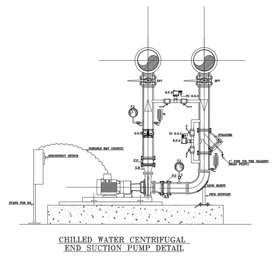 Chilled Water End Suction Pump Detail Autocad Software Cadbull 5891