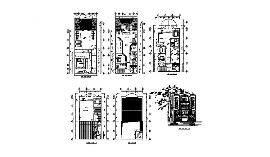 Classic house main elevation and floor plan cad drawing 