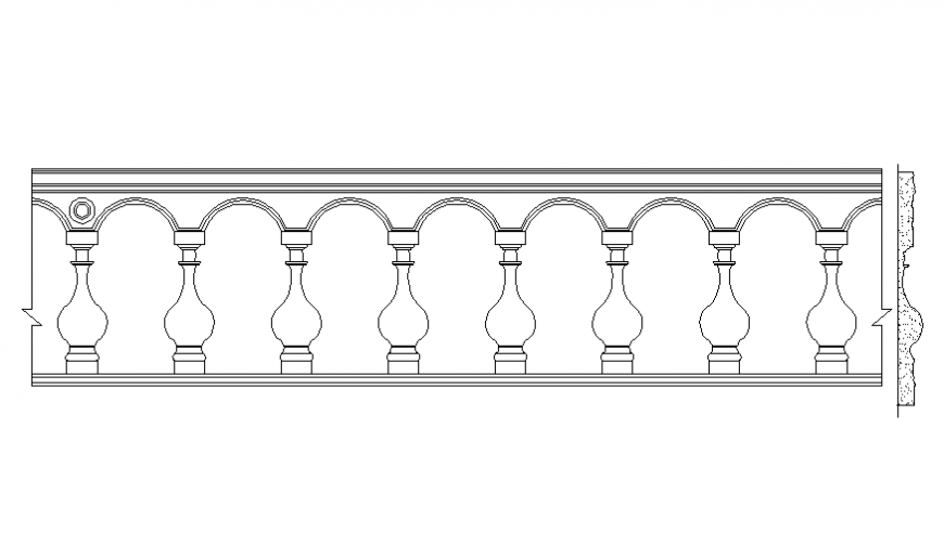 Classic Wooden Railing Front Elevation Cad Block Details Dwg File Cadbull