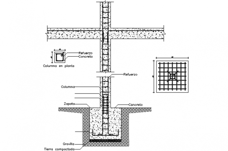 Column Schedule And Constructive Structure Details Of House Dwg File   Column For House Section And Constructive Structure Details Dwg File 11072019064054 