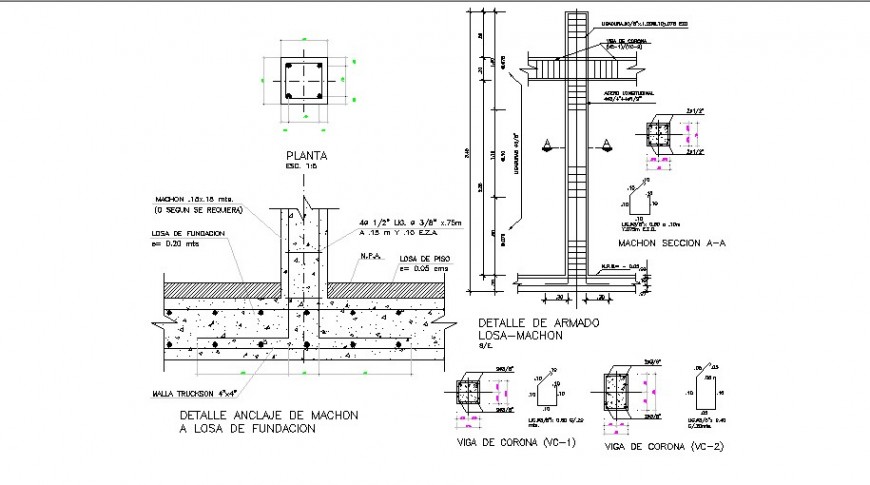 Column Foundation Footings And Structure Drawing Details Dwg File