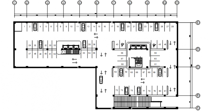 Commercial complex basement floor plan distribution