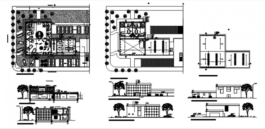 Commercial museum gallery sections and floor plan drawing