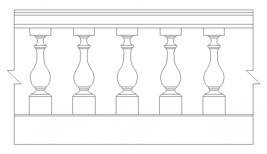 Common wooden railing elevation cad block details dwg file ...