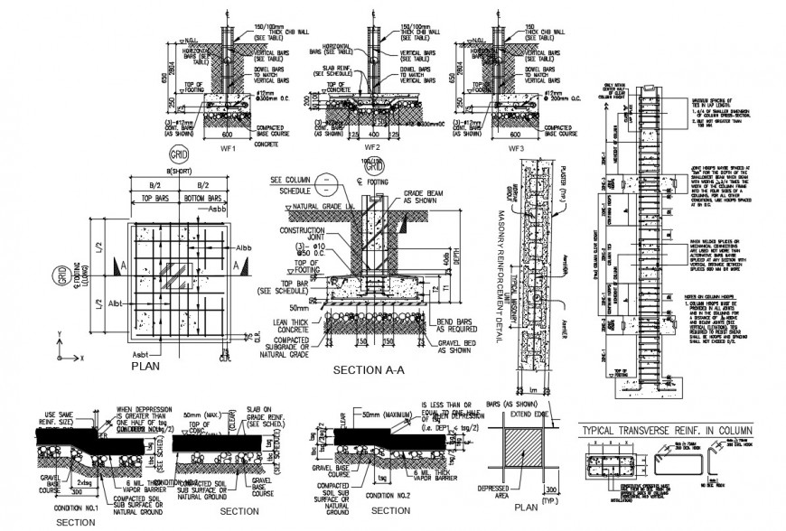 concrete slab and wall beam detail cad file - Cadbull