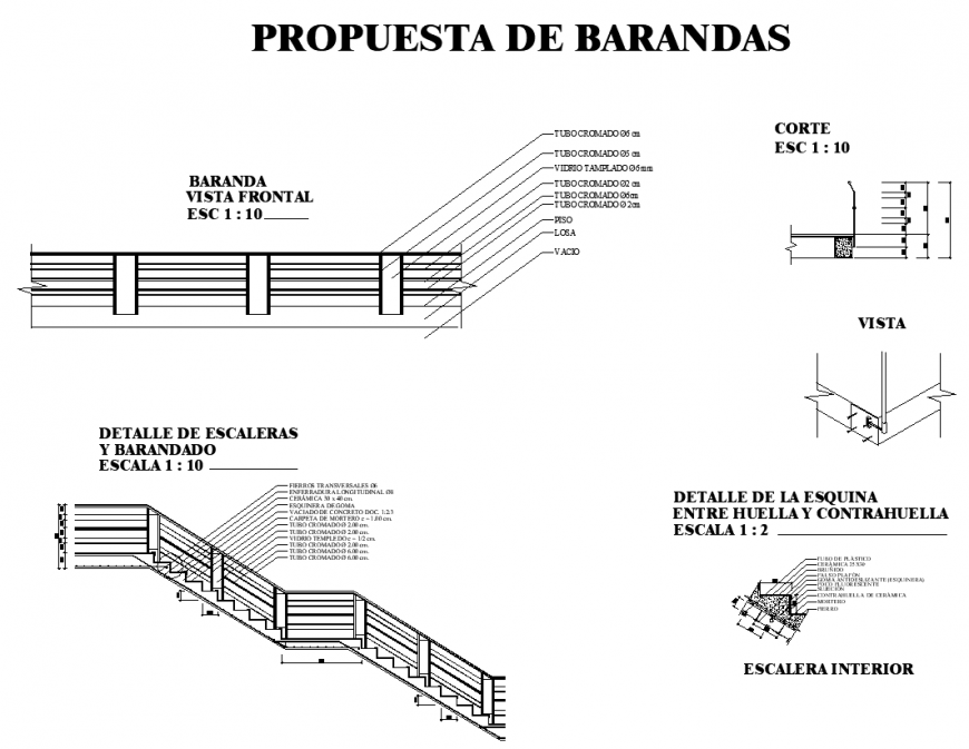 Construction staircase detail 2d view layout file - Cadbull