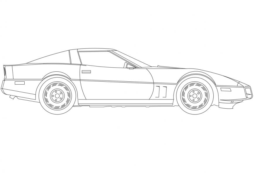 Cool sports car side view elevation cad block drawing dwg