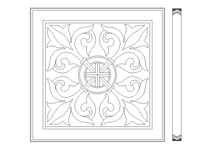 Creative floral pattern tile block cad drawing details dwg ...