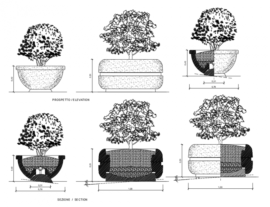 Creative multiple tree planters for garden cad block details dwg file - Cadbull on Garden Cad
 id=50967